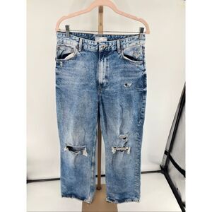 Bershka the 90’s wide leg distressed ripped denim Jeans Womens Size 10